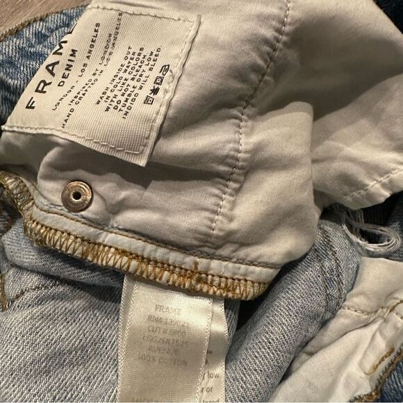 FRAME Le Grande Garçon Distressed Denim Jean Shorts Size 26 - Picture 7 of 9
